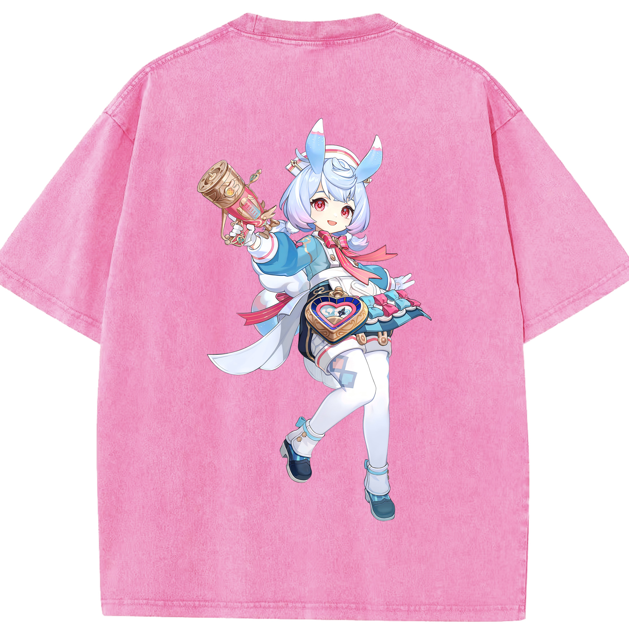 げんし神 シゲウィン genshin Shigewin 綿100% ヴィンテージ風 半袖Tシャツ（背面プリント）